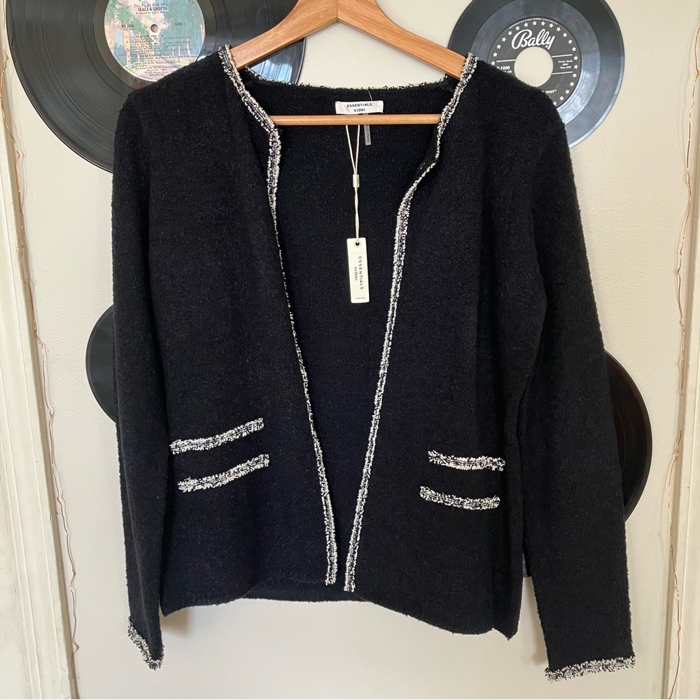 Essentials Sioni Black Knit Cardigan Small